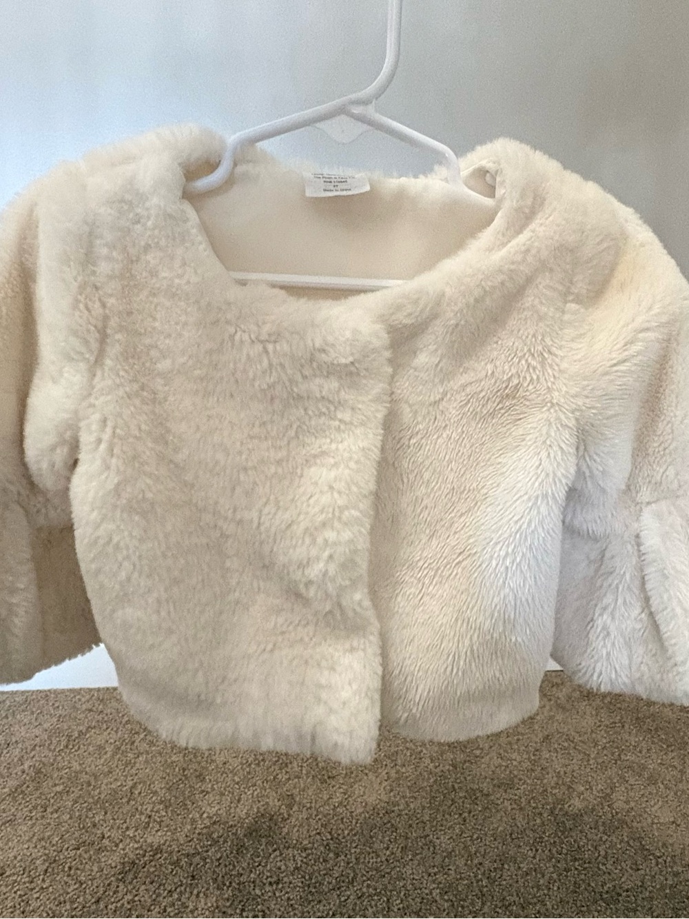 Ivory Faux Fur Cropped Jacket